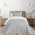 thumbnail image 1 of Ambesonne Tribal Quilted Bedspread Set 2 Pcs, Black White Aztec Border, Twin Size, Black and White, 1 of 5