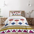thumbnail image 1 of Ambesonne Tribal Quilted Bedspread Set 2 Pcs, Mayan Folkloric Cultural, Twin Size, Blue Pale Coffee Fuchsia, 1 of 6