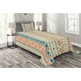 thumbnail image 1 of Ambesonne Tribal Quilted Bedspread Set 2 Pcs, Mexican Aztec Pattern, Twin Size, Blue Orange Ivory, 1 of 3