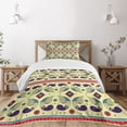 thumbnail image 1 of Ambesonne Tribal Quilted Bedspread Set 2 Pcs, Peacock Pattern, Twin Size, Cream and Purple, 1 of 3