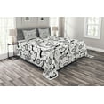 thumbnail image 1 of Ambesonne Tribal Quilted Bedspread Set 3 Pcs, Pattern Animal, Queen Size, Black and White, 1 of 3