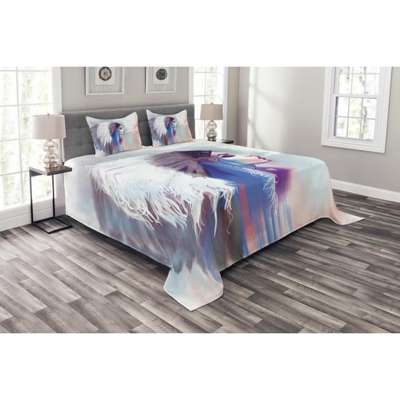 Ambesonne Tribal Quilted Bedspread Set 3 Pcs, Smoking, King Size, Multicolor