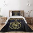 thumbnail image 1 of Ambesonne Tribal Quilted Coverlet 2 Pcs, Night Stars Abstract, Twin Size, Dark Blue Yellow, 1 of 5