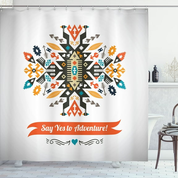 Ambesonne Tribal Shower Curtain, Design and Words, 69"Wx75"L, Multicolor