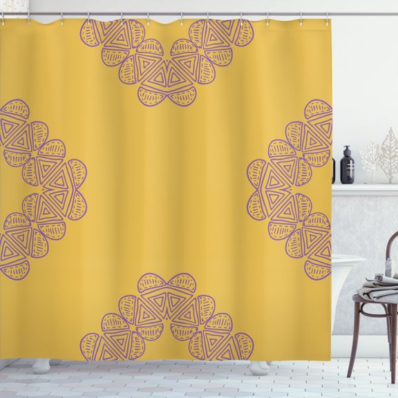 Ambesonne Tribal Shower Curtain, Eastern Essentials Folk Art, 69"Wx70"L, Earth Yellow Violet