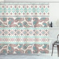 thumbnail image 1 of Ambesonne Tribal Shower Curtain, Floral Paisley and Aztec, 69"Wx84"L, Cream Aqua and Coral, 1 of 3