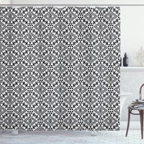 Ambesonne Tribal Shower Curtain, Folk Aztec Geometric, 69"Wx84"L, Black White