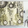 thumbnail image 1 of Ambesonne Tribal Shower Curtain, Green Old 20s Design, 69"Wx84"L, Green Grey Cream, 1 of 5