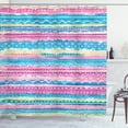 thumbnail image 1 of Ambesonne Tribal Shower Curtain, Watercolor Aztec Stripes, 69"Wx84"L, Blue Pink Cream, 1 of 3
