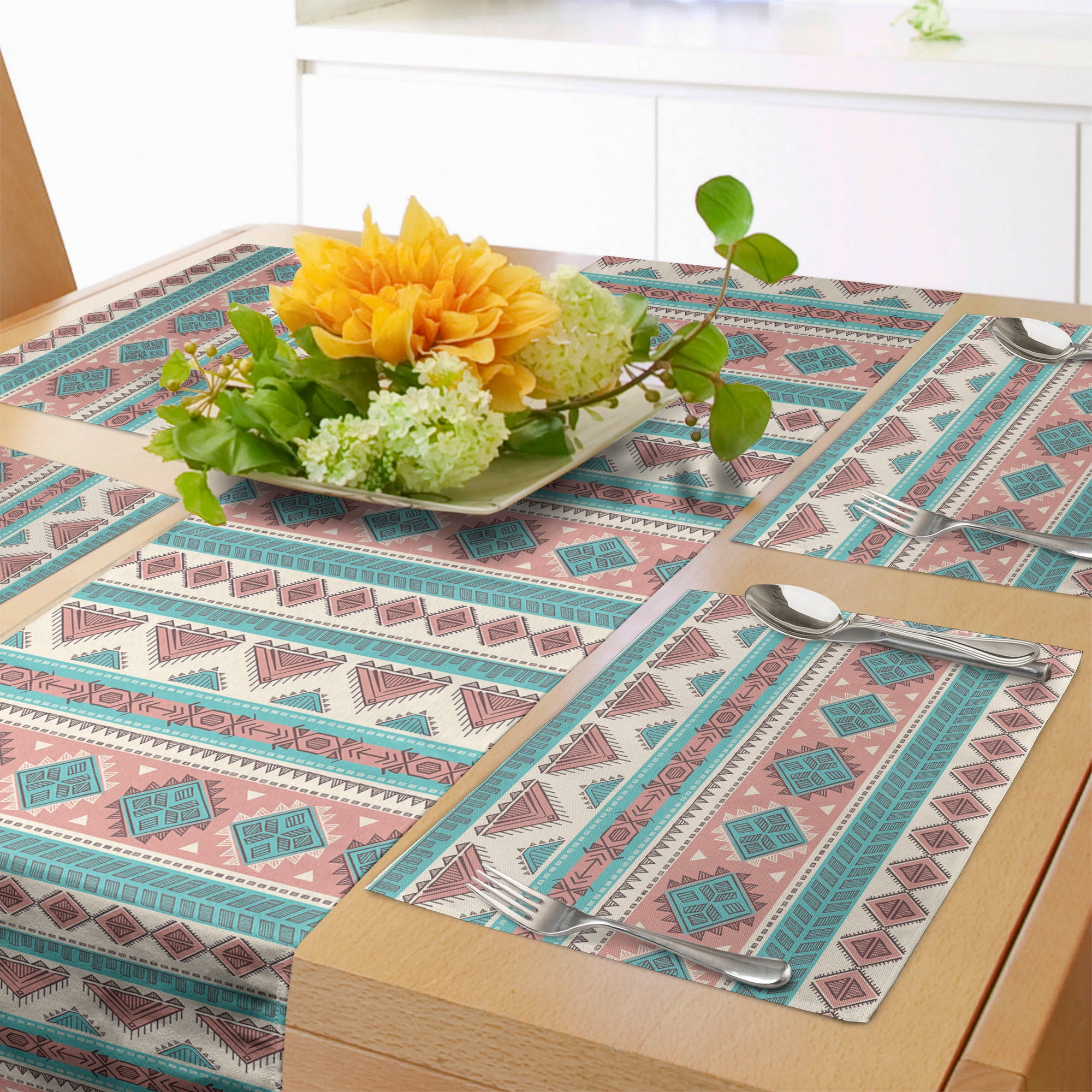 Ambesonne Tribal Table Runner & Placemats, Aztec Art Style, Placemat 4 ...