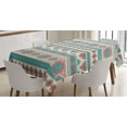 thumbnail image 1 of Ambesonne Tribal Tablecloth Rectangular Table Cover, Aztec Art Style, 60"x84", Cream Aqua and Peach, 1 of 4