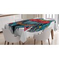 thumbnail image 1 of Ambesonne Tribal Tablecloth Rectangular Table Cover, Wolf Animal Theme, 52"x70", Teal White and Red, 1 of 4