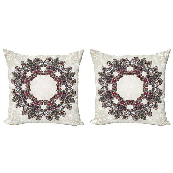 Ambesonne Tribal Throw Pillow Cover 2 Pack, Aztec Mandala, 20", Multicolor