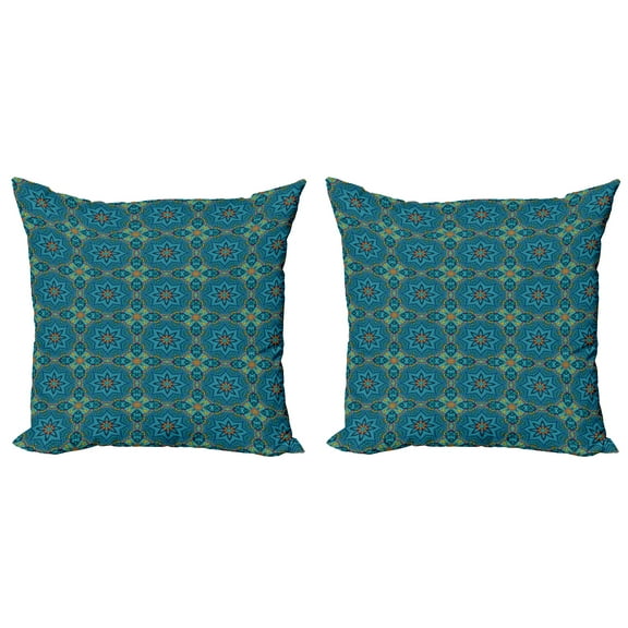 Ambesonne Tribal Throw Pillow Cover 2 Pack, Colorful Blooming Flora, 16", Multicolor