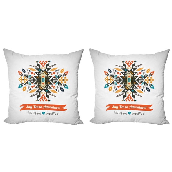 Ambesonne Tribal Throw Pillow Cover 2 Pack, Design and Words, 16", Multicolor