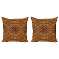 thumbnail image 1 of Ambesonne Tribal Throw Pillow Cover 2 Pack, Eastern Trippy Wood Pattern, 24", Ginger, 1 of 2