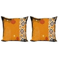 thumbnail image 1 of Ambesonne Tribal Throw Pillow Cover 2 Pack, Grungy Ethnic Triangles Art, 18", Black Orange and White, 1 of 5
