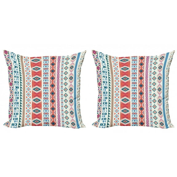 Ambesonne Tribal Throw Pillow Cover 2 Pack, Motifs, 18", Multicolor