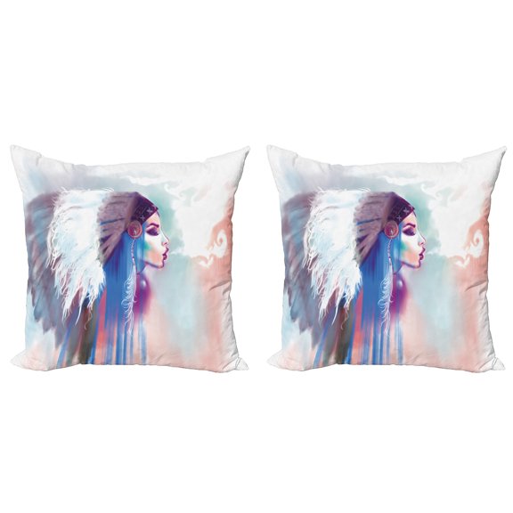 Ambesonne Tribal Throw Pillow Cover 2 Pack, Smoking, 20", Multicolor