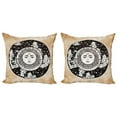 thumbnail image 1 of Ambesonne Tribal Throw Pillow Cover 2 Pack, Sun Face Moon, 20", Black White Cream, 1 of 6