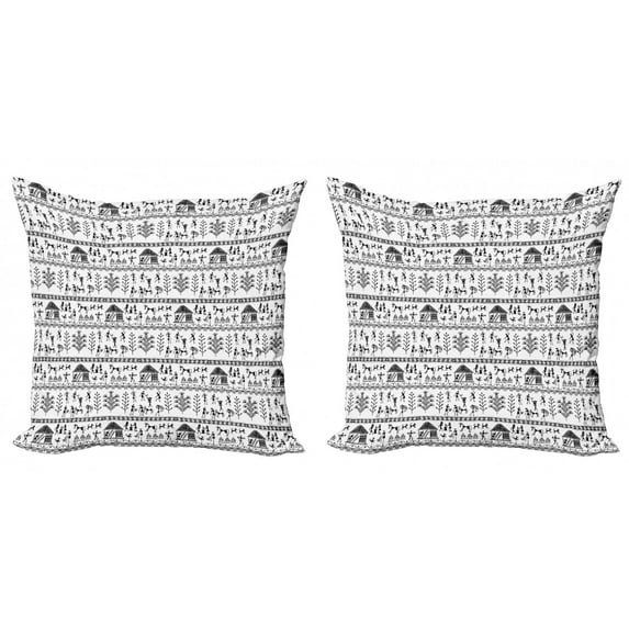 Ambesonne Tribal Throw Pillow Cover 2 Pack, Tribal Art, 20", Black White