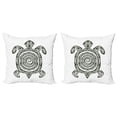 thumbnail image 1 of Ambesonne Tribal Throw Pillow Cover 2 Pack, Turtle Maori, 20", Black and White, 1 of 7