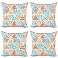 thumbnail image 1 of Ambesonne Tribal Throw Pillow Cover 4 Pack, 4 Elements Retro Art, 18", Marigold Teal Blue, 1 of 5