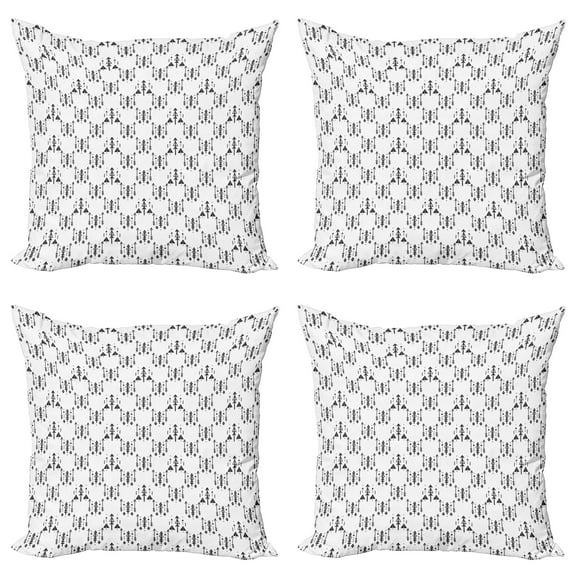 Ambesonne Tribal Throw Pillow Cover 4 Pack, Arrows Black and White, 18", Charcoal Grey