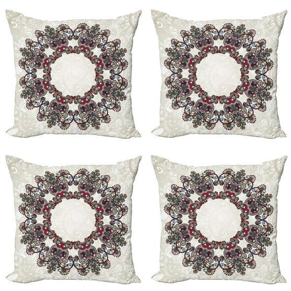 Ambesonne Tribal Throw Pillow Cover 4 Pack, Aztec Mandala, 16", Multicolor