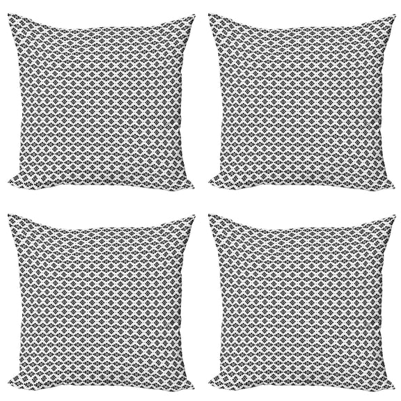Ambesonne Tribal Throw Pillow Cover 4 Pack, Aztec Motif Native Folk Art, 20", Black and White