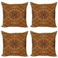 thumbnail image 1 of Ambesonne Tribal Throw Pillow Cover 4 Pack, Eastern Trippy Wood Pattern, 24", Ginger, 1 of 5