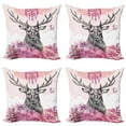 thumbnail image 1 of Ambesonne Tribal Throw Pillow Cover 4 Pack, Flower Leaves Hand Drawn, 20", Black Fuchsia, 1 of 5