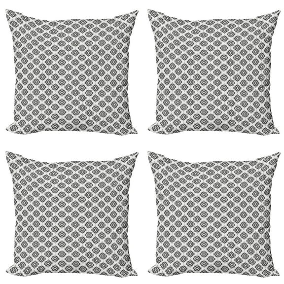 Ambesonne Tribal Throw Pillow Cover 4 Pack, Grunge, 24", Black White