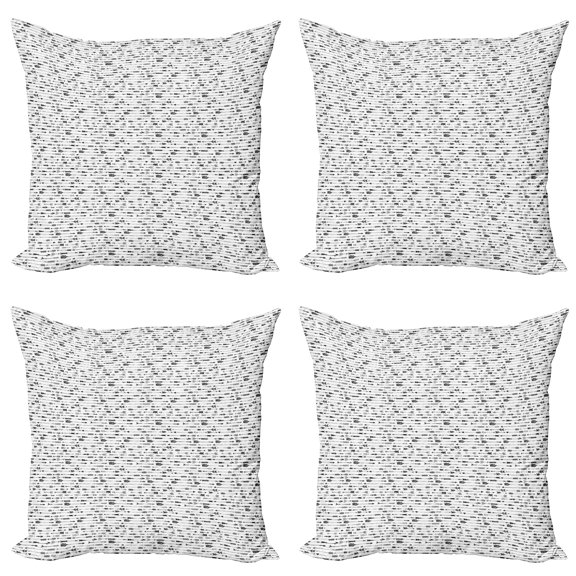 Ambesonne Tribal Throw Pillow Cover 4 Pack, Native Repeated Elements, 24", Charcoal Grey and White