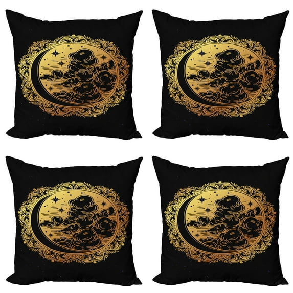Ambesonne Tribal Throw Pillow Cover 4 Pack, Occult Art, 16", Yellow and Black