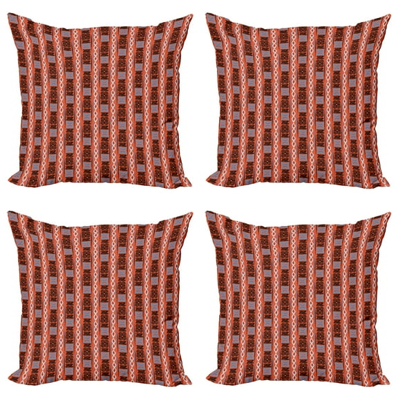 Ambesonne Tribal Throw Pillow Cover 4 Pack, Rhombuses and Swirls, 20", Multicolor