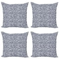 thumbnail image 1 of Ambesonne Tribal Throw Pillow Cover 4 Pack, Vintage Lines, 24", Dark Blue White, 1 of 2