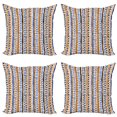 thumbnail image 1 of Ambesonne Tribal Throw Pillow Cover 4 Pack, Watercolor Zigzag Lines, 18", Navy Blue Orange Black, 1 of 2