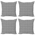 thumbnail image 1 of Ambesonne Tribal Throw Pillow Cover 4 Pack, Zentangle Triangles, 24", Charcoal Grey and White, 1 of 2