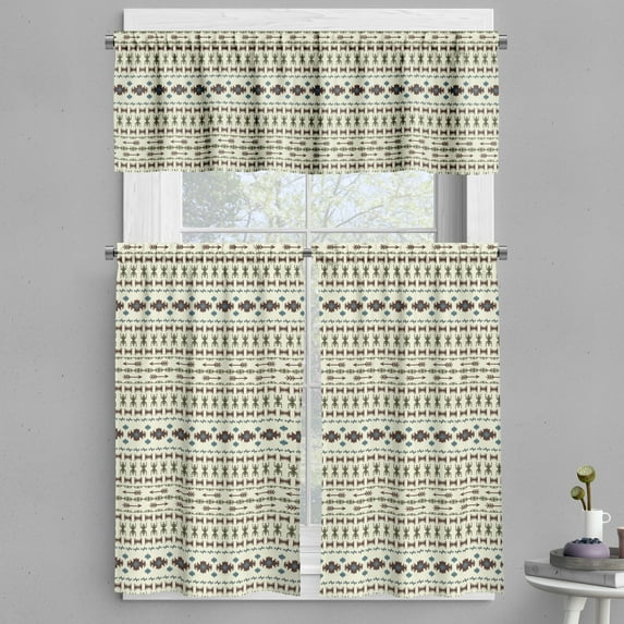 Ambesonne Tribal Valance & Curtain, Aztec Native, 55"x45", Beige and Brown