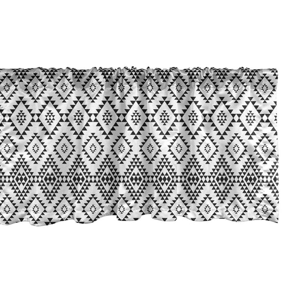Ambesonne Tribal Valance Pack of 2, Minimalistic Tribal Motifs, 42"X12", Charcoal Grey White