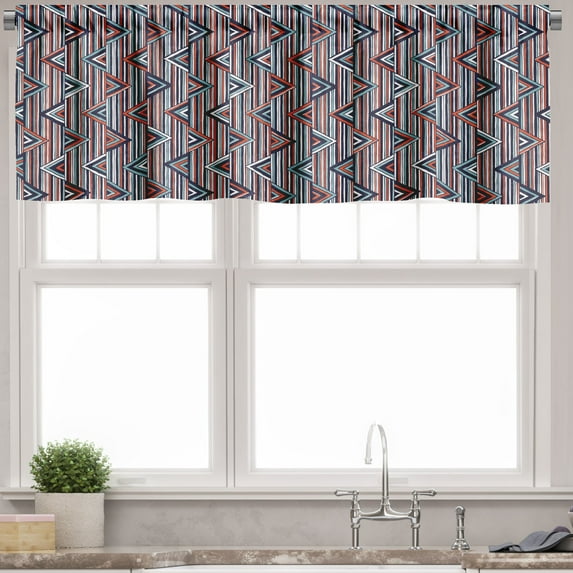 Ambesonne Tribal Valance Pack of 2, Striped, 42"X12", Cinnamon Black Teal