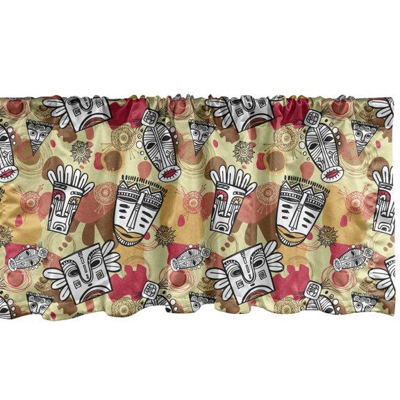 Ambesonne Tribal Window Valance, Aboriginal, 42" x 18", Pale Khaki and Multicolor