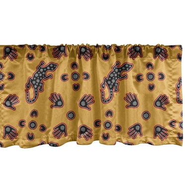 Ambesonne Tribal Window Valance, Aboriginal Animal Pattern, 54" X 18", Marigold Multicolor