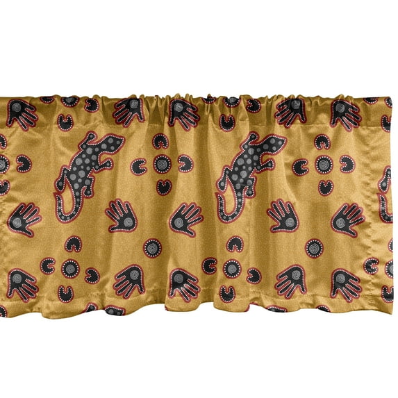 Ambesonne Tribal Window Valance, Aboriginal Animal Pattern, 54" X 18", Marigold Multicolor