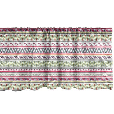 Ambesonne Tribal Window Valance, Abstract Stripes, 54" X 18", Dark Coral Pale Blue