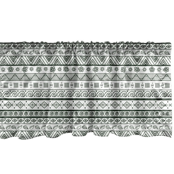 Ambesonne Tribal Window Valance, Aztec Patterns, 54" X 12", Hunter Green White