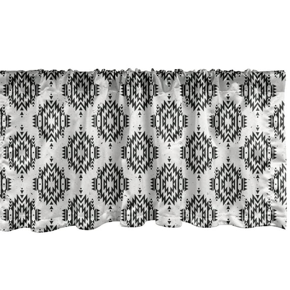 Ambesonne Tribal Window Valance, Grunge, 54" X 12", Black White