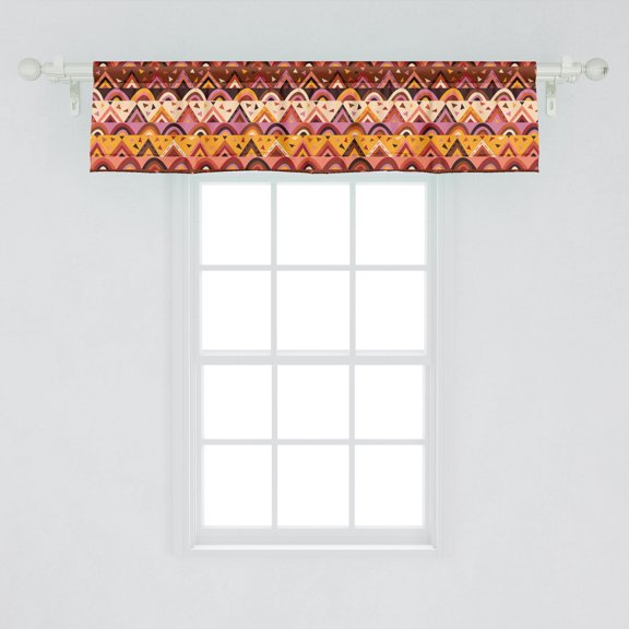 Ambesonne Tribal Window Valance, Mexican Folk Motifs Semicircle and Triangle Aztec Style Inspired Pattern, Curtain Valance for Kitchen Bedroom Decor with Rod Pocket, 54" X 12", Multicolor