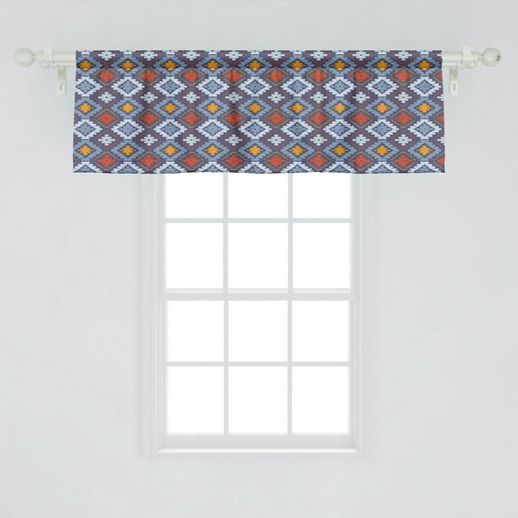 Ambesonne Tribal Window Valance, Mexican Traditional Motifs Native Cultural Line Art Design Geometrical Abstract, Curtain Valance for Kitchen Bedroom Decor with Rod Pocket, 54" X 18", Multicolor